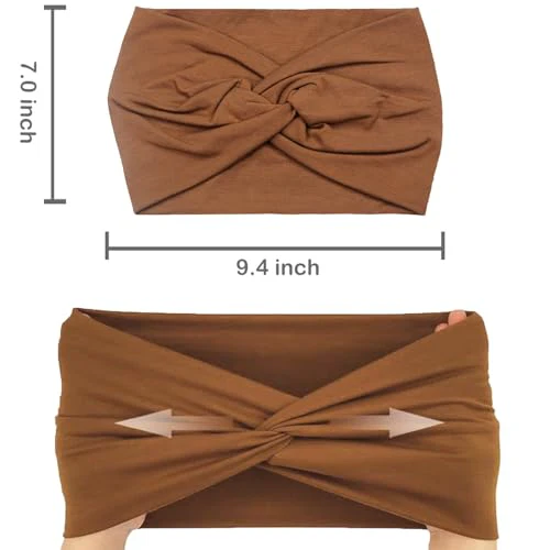 IVARYSS Extra Wide Headbands for Women Non-Slip, 7'' Large Twist Knotted Stretchy Wraps Head Bands Hair Accessories, 4 Pack, Bright Color - Image 5