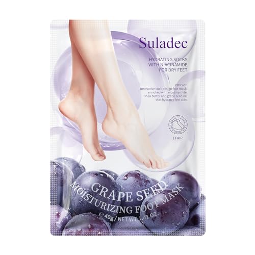 Moisturizing Foot Mask with Grape Seed Oil and Shea Butter, Hydrating Foot Masks for Dry Cracked Feet, Dry Skin Moisturizer for Soft and Smooth Touch Feet - Men Women - 7 Pairs - Image 9