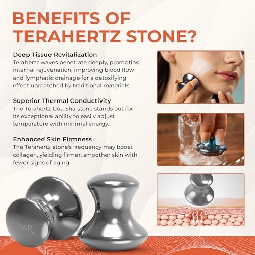 Terahertz Stone Gua Sha & Massage Tools – Authentic Terahertz Tools for Lymphatic Drainage, Tension Relief, and Facial Relaxation (Mushroom Gua Sha) - Image 3