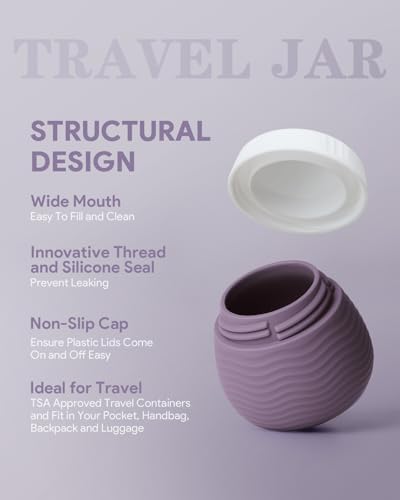Yinke Travel Containers for Toiletries, Silicone Cream Jars, TSA Approved Travel Size Containers, Leak-proof Travel Essentials/Accessories with Lid for Cosmetic Face Body Cream(4 Pack), 50ml, Purple - Image 3