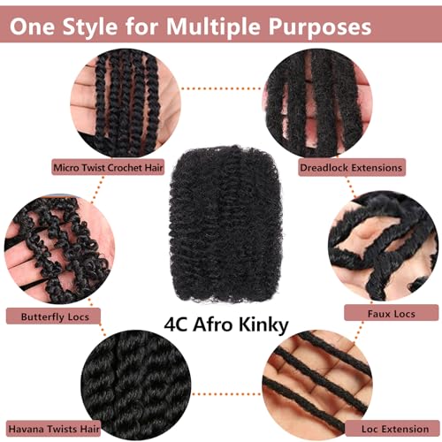 Xtrend 16 Inch 3 Bundles 90g Natural Black Afro Kinky Curly Braiding Bulk Hair For Mini Braiding Twists ,Afro Kinkys Bulk Synthetic Hair For Micro Spring Twist,Dreadlock Extensions Repair Locs Women - Image 5