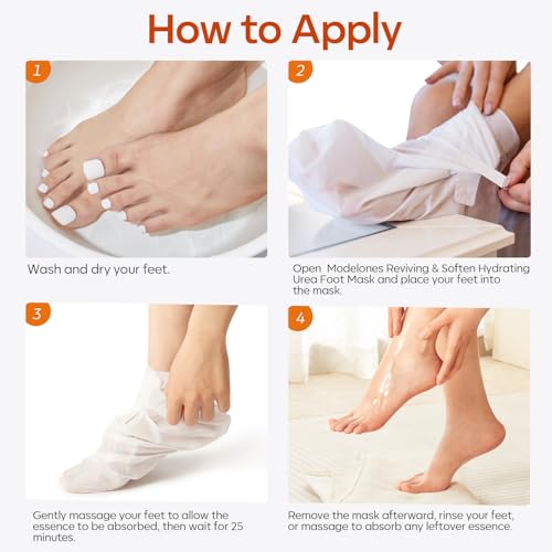 modelones 6 Pairs Hydrating Foot Mask for Dry Cracked Feet, Deep Moisturizing with Urea + Coconut Oil + Hyaluronic Acid+ Vitamin E, Foot Care for Women and Men, Soft Smooth Feet - Image 7