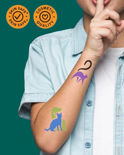 Temporary Tattoo Markers for Skin | Dual-End 16-Count Body Markers + 77 Large Tattoo Stencils | Temporary tattoos for Adults and Kids | Flexible Brush Tip, Bright colors, Skin-Safe*, Cosmetic-Grade - Image 8