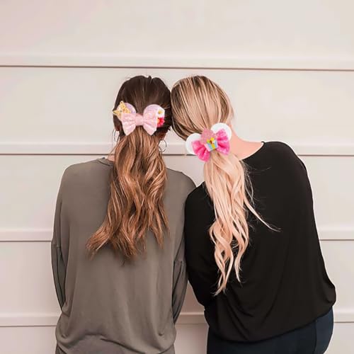 Velvet Mouse Ears Scrunchies - Cute Hair Ties for Women, Girls' Ponytails, Costume Party Favors, and Hair Accessories in White and Pink - Image 3