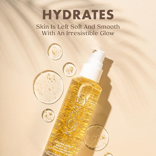 Kopari Golden Aura Body Oil, Toasted Vanilla Post Shower Body Oil with 24k Gold & Hyaluronic Acid. Lightweight Hydrating Formula for Glowing Skin - Image 2