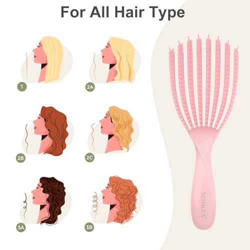 Detangler Brush for Curly Hair, Hairbrush Set for Wet Dry Curl Straight Thick Thin, Pain-Free Hair Brushing, Small Size for Travelling, Curly Brush for Women Men Kid (Pink and Blue) - Image 3