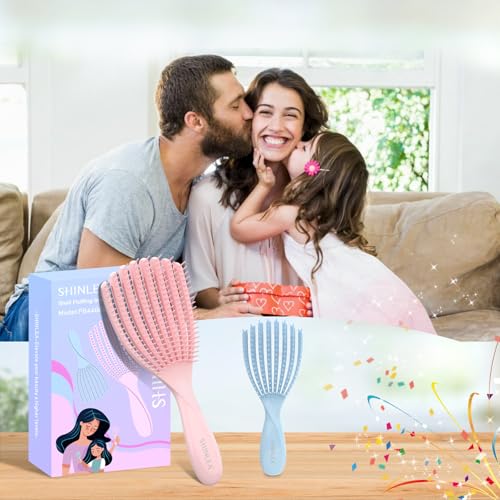 Detangler Brush for Curly Hair, Hairbrush Set for Wet Dry Curl Straight Thick Thin, Pain-Free Hair Brushing, Small Size for Travelling, Curly Brush for Women Men Kid (Pink and Blue) - Image 6