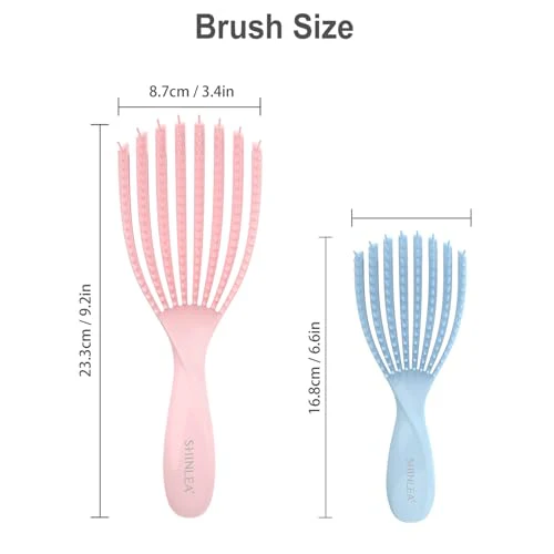 Detangler Brush for Curly Hair, Hairbrush Set for Wet Dry Curl Straight Thick Thin, Pain-Free Hair Brushing, Small Size for Travelling, Curly Brush for Women Men Kid (Pink and Blue) - Image 7