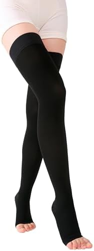 TOFLY® Thigh High Compression Socks for Women & Men (Pair), Open Toe, Opaque, Firm Support 30-40mmHg Graduated Compression Hose, Medical Compression Stockings for Varicose Veins, Edema, DVT, Black 4XL - Image 5