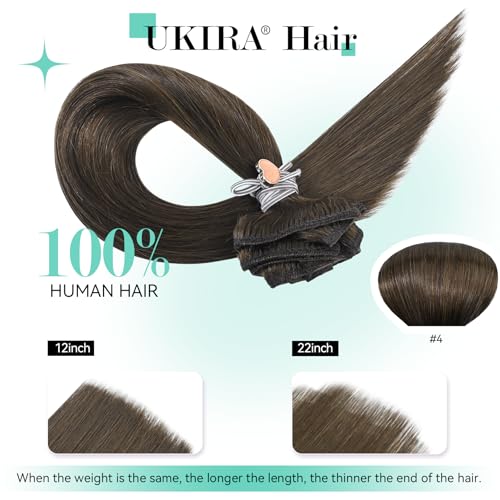 Ukira Medium Brown Hair Extensions Clip in Real Human Hair, 15 Inch 70g 7pcs Clip in Hair Extensions Real Human Hair, Ntural Straight Remy Human Hair Extensions Clip ins for Women - Image 3