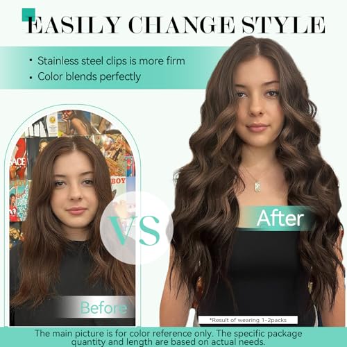 Ukira Medium Brown Hair Extensions Clip in Real Human Hair, 15 Inch 70g 7pcs Clip in Hair Extensions Real Human Hair, Ntural Straight Remy Human Hair Extensions Clip ins for Women - Image 8