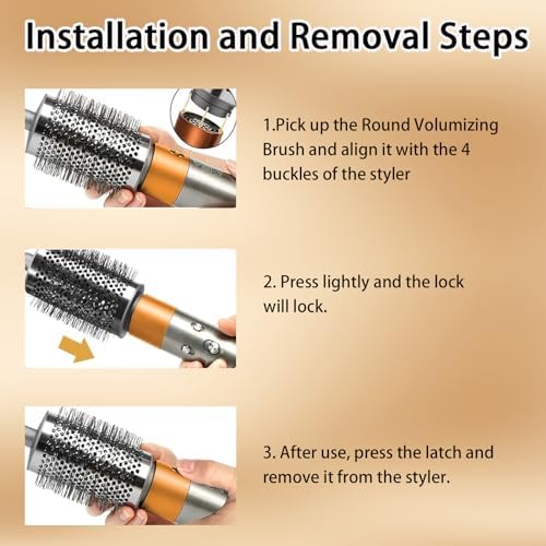 Large Round Volumizing Brush for Dyson Airwrap Attachments Bigger Round Brush Attachment for Dyson Air Wrap Styler HS05 HS01, Fluff up and Volumize for Styling (Iron) - Image 7