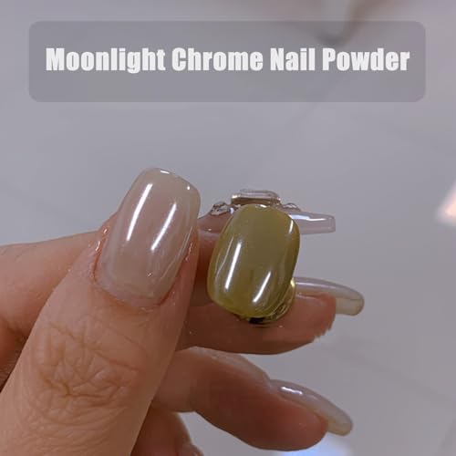 2Pcs White Chrome Nail Powder, Pearl Nail Chrome Powder Magic Clear Mirror Effect Nail Glitter White Shimmer Pigment Dust for Nails Art Design - Image 5