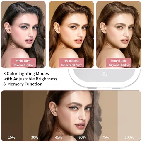 DESCHEN Rechargeable Travel Makeup Vanity Mirror with Lights and Magnification, Portable 1X/10X Magnifying Mirror with 3 Color Light, Lighted Makeup Mirror with Magnification, Folding LED Desk Mirror - Image 3