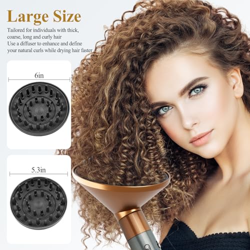 Large Diffuser Attachment Compatible with Dyson Airwrap, Upgraded Bigger Diffuser Nozzle to Dryer Faster and Define Curls Hair, Gold - Image 2