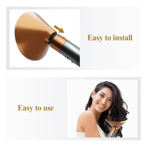 Large Diffuser Attachment Compatible with Dyson Airwrap, Upgraded Bigger Diffuser Nozzle to Dryer Faster and Define Curls Hair, Gold - Image 5