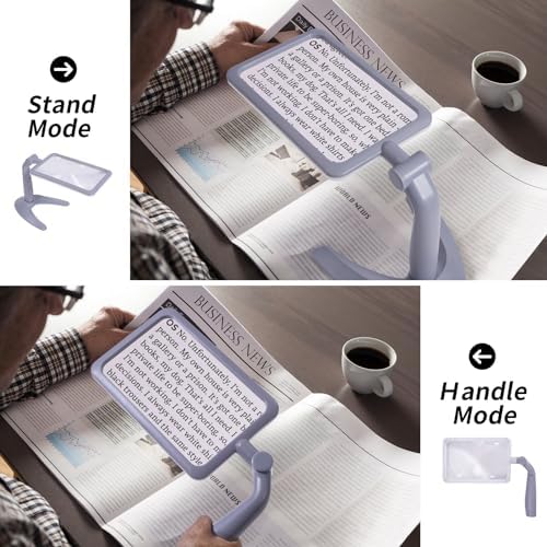 2.5X Magnifying Glass with Light and Stand, Full-Page Desktop Handheld Magnifying Glass with 48 Light for Reading Books Close Work, Powered by USB or Battery - Image 2