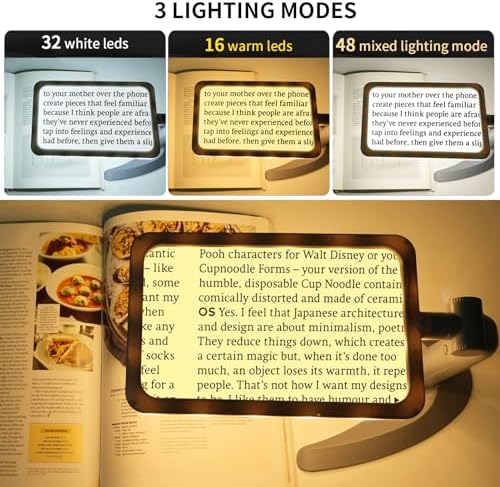 2.5X Magnifying Glass with Light and Stand, Full-Page Desktop Handheld Magnifying Glass with 48 Light for Reading Books Close Work, Powered by USB or Battery - Image 3