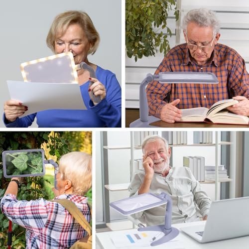 2.5X Magnifying Glass with Light and Stand, Full-Page Desktop Handheld Magnifying Glass with 48 Light for Reading Books Close Work, Powered by USB or Battery - Image 7