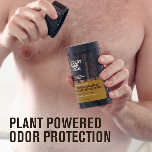 Every Man Jack Amber + Sandalwood Men’s Deodorant - Stay Fresh with Aluminum Free Deodorant For all Skin Types - Odor Crushing, Long Lasting, with Naturally Derived Ingredients - 3oz (4 Pack) - Image 3