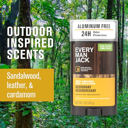 Every Man Jack Amber + Sandalwood Men’s Deodorant - Stay Fresh with Aluminum Free Deodorant For all Skin Types - Odor Crushing, Long Lasting, with Naturally Derived Ingredients - 3oz (4 Pack) - Image 4