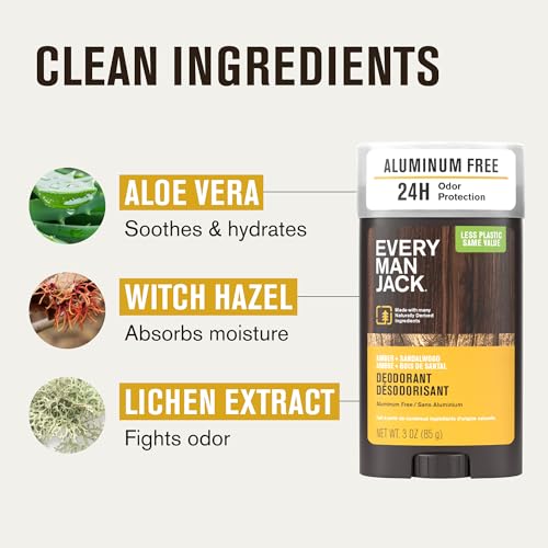 Every Man Jack Amber + Sandalwood Men’s Deodorant - Stay Fresh with Aluminum Free Deodorant For all Skin Types - Odor Crushing, Long Lasting, with Naturally Derived Ingredients - 3oz (4 Pack) - Image 6