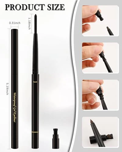 Black Gel Eyeliner for Older Women, Waterproof Smudge-Proof Retractable Eyeliner Pencil, Long Lasting 24H, Matte Cream Eyeliner Waterline with Sharpener, Eye Liner for Mature Women Sensitive Eyes-2Pcs - Image 7