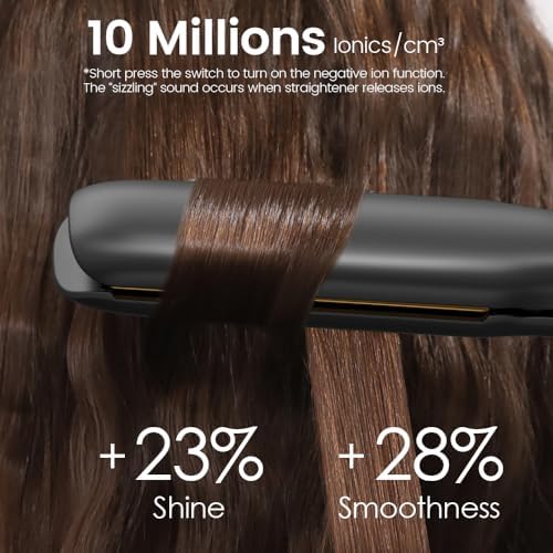 Professional Hair Straightener, 1.18 inch Ionic Titanium Plate, 20S Fast Heat Up Flat Iron with Clear LED Display, 2 in 1 Straightener and Curler Styling Tool for Straighten Hair (Gray) - Image 4