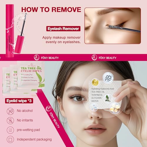 Lash Clusters Kit with Bond and Seal Lash Clusters Left &Right Lash Extension Kit with Eyelid Wipes Remover Eyelash Brush Eyelash Extension Kit Gift Set with Drawstring Bag Portable Lash Starter - Image 4