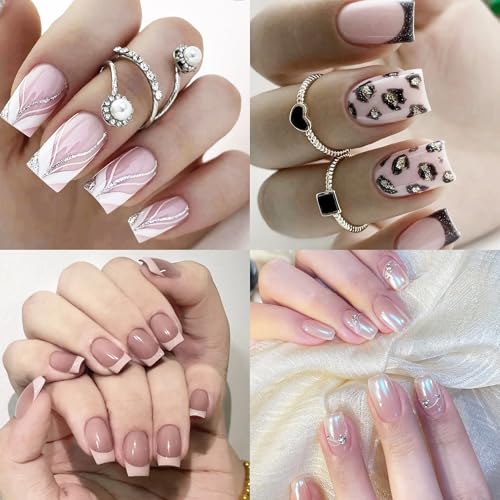 480PCS Nail Tips Clear False Nails Full Cover for Acrylic Fake Nails Kit 12 Sizes 2 Shapes Long Almond Square Pre-Shape for Salon Home DIY Gifts - Image 6