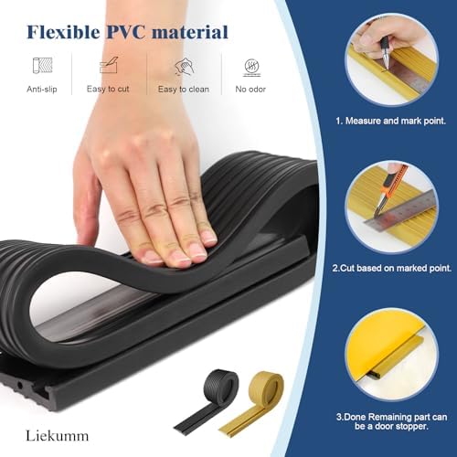 LIEKUMM 1" Rise PVC Threshold Ramp for Doorways, 1700 Lbs Capacity, Transition Ramp for Wheelchairs, Strollers, and Scooters, Cuttable, Black - Image 4
