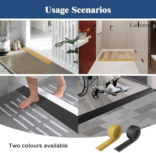 LIEKUMM 1" Rise PVC Threshold Ramp for Doorways, 1700 Lbs Capacity, Transition Ramp for Wheelchairs, Strollers, and Scooters, Cuttable, Black - Image 5