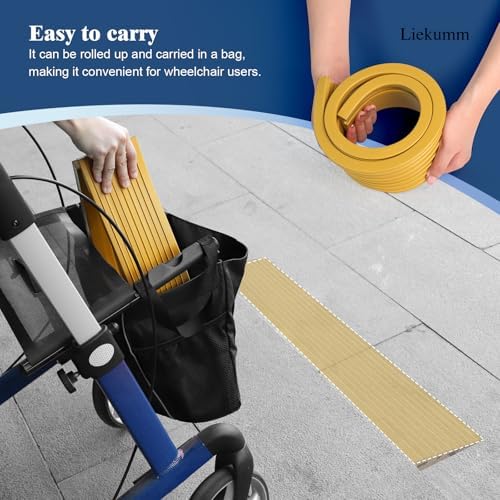 LIEKUMM 1" Rise PVC Threshold Ramp for Doorways, 1700 Lbs Capacity, Transition Ramp for Wheelchairs, Strollers, and Scooters, Cuttable, Black - Image 7