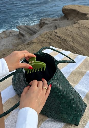 Premium Durable Acetate Hair Accessories - Large No-Slip 4 Inch Claw Clips for Women's Thick Hair (Green) - Image 3