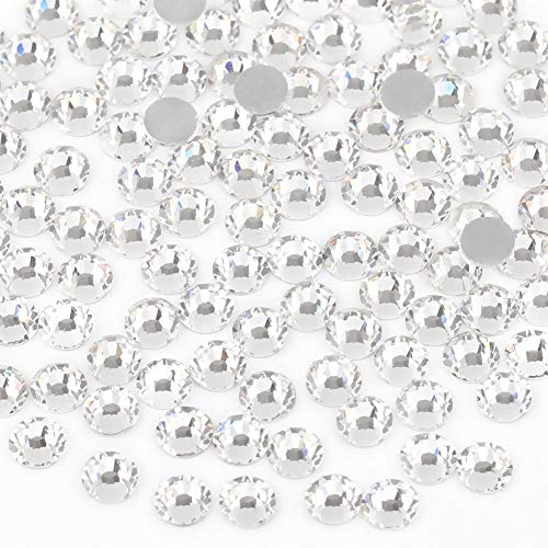 beadsland Flat Back Crystal Rhinestones Round Gems for Nail Art and Craft Glue Fix, Crystal, 10mm, SS50/144pcs