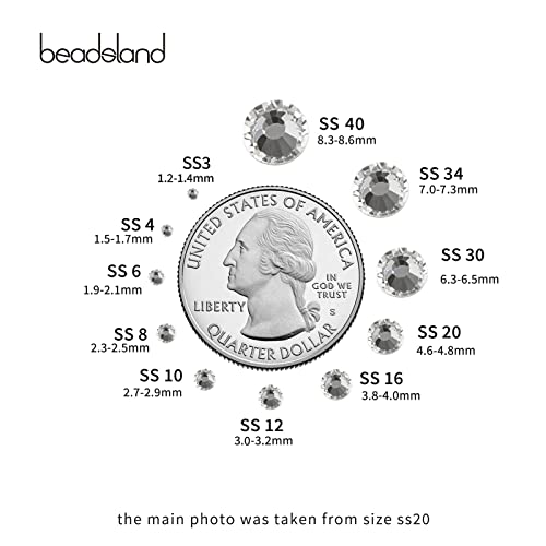 beadsland Flat Back Crystal Rhinestones Round Gems for Nail Art and Craft Glue Fix, Crystal, 10mm, SS50/144pcs - Image 3