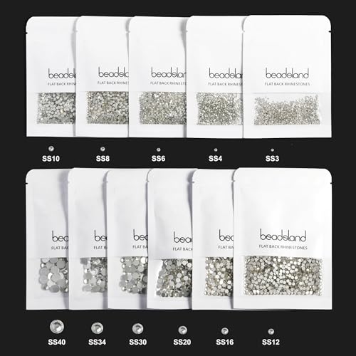 beadsland Flat Back Crystal Rhinestones Round Gems for Nail Art and Craft Glue Fix, Crystal, 10mm, SS50/144pcs - Image 4