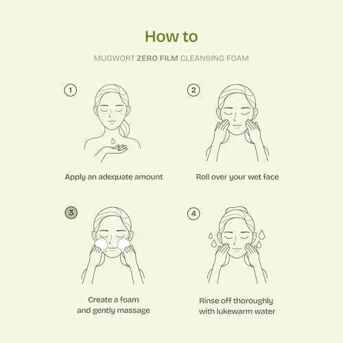 Orien Mugwort Zero Film Cleansing Foam 5.07 fl.oz, 150ml ㅣDaily Makeup Blackhead Removal No pore clogging Korean skincare double cleansing - Image 5
