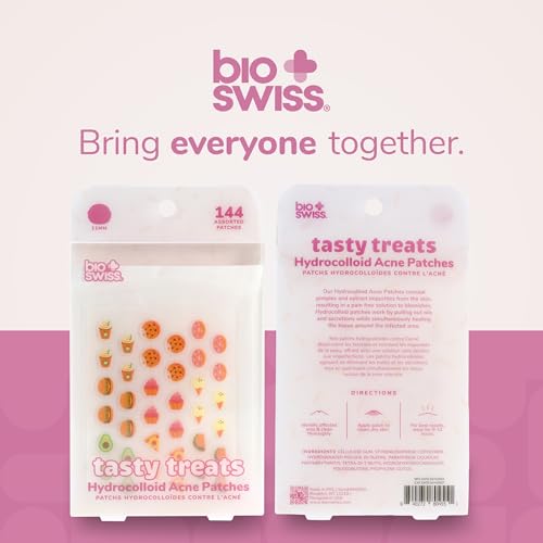 BioSwiss Pimple Patches, Tasty Treats Shaped Acne Patch for Zits and Blemishes, Hydrocolloid Spot Stickers for Face and Skin, 144 Count - Image 6