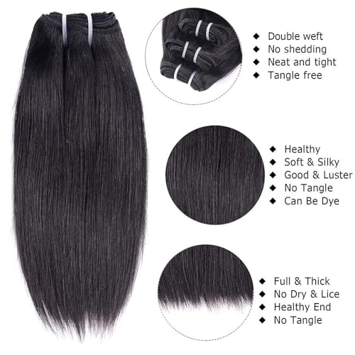 Liang Dian 16 Inch Human Hair Bundles Natural Color 4 Bundles With 14" Closure 12A Brazilian Virgin Hair 100% Unprocessed Straight Human Hair Bundles(16" 16" 16" 16" with 14" Closure) - Image 3