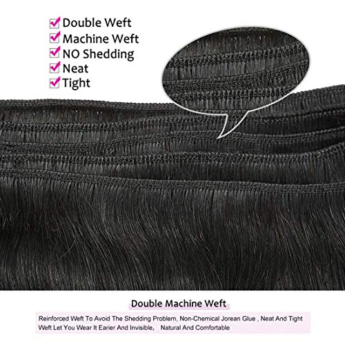 Liang Dian 16 Inch Human Hair Bundles Natural Color 4 Bundles With 14" Closure 12A Brazilian Virgin Hair 100% Unprocessed Straight Human Hair Bundles(16" 16" 16" 16" with 14" Closure) - Image 4