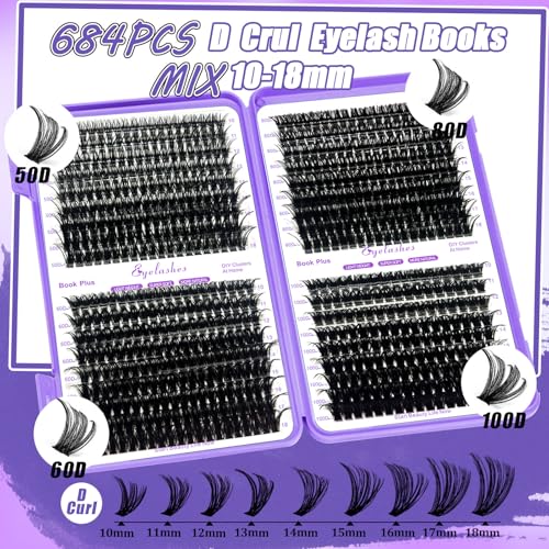 DIY Lash Extension Kit 804Pcs D Curl Individual Lash Clusters Eyelashes Extension Set with Mirror Lash Storage Box Lash Bond&Seal Glue Remover Tweezers Lash Brush Applicator - Image 3