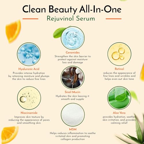 Snail Mucin Serum Vitamin C Face Serum Anti Aging with Hyaluronic Acid Niacinamide Retinol MSM Aloe Vera & Ceramides - Korean Skin Care Glass Skin Dark Spot Remover for Glowing Skin & Beauty (1 Pack) - Image 3