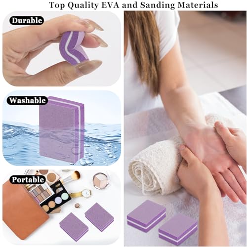 102pcs Toe Separators Set - Premium Pedicure Tool Super Soft Pedicure Toe Separator- Mini Nail Buffer Block File 80/100 Grit 2 Sided, Purple - Image 4