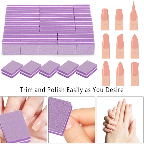102pcs Toe Separators Set - Premium Pedicure Tool Super Soft Pedicure Toe Separator- Mini Nail Buffer Block File 80/100 Grit 2 Sided, Purple - Image 7