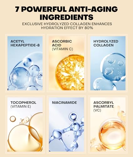 Pure Natural Skin Brightening & Anti Aging 20% Vitamin C Serum, Collagen Peptide Infused Face Serum for Deep Hydration, All-in-One Serum with Niacinamide, Retinol, Hyaluronic Acid, 2.02 Fl Oz - Image 3