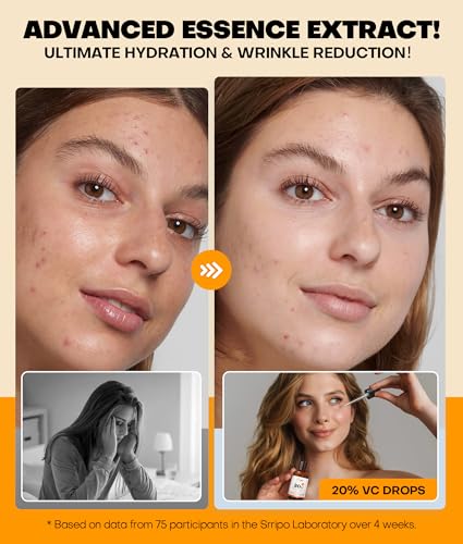 Pure Natural Skin Brightening & Anti Aging 20% Vitamin C Serum, Collagen Peptide Infused Face Serum for Deep Hydration, All-in-One Serum with Niacinamide, Retinol, Hyaluronic Acid, 2.02 Fl Oz - Image 5