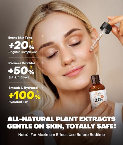 Pure Natural Skin Brightening & Anti Aging 20% Vitamin C Serum, Collagen Peptide Infused Face Serum for Deep Hydration, All-in-One Serum with Niacinamide, Retinol, Hyaluronic Acid, 2.02 Fl Oz - Image 6
