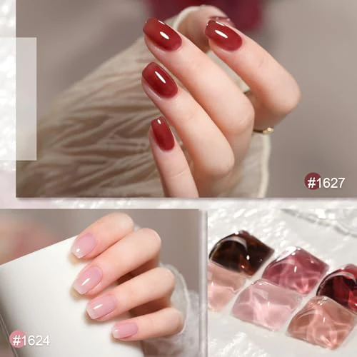 GAOY Gel Nail Polish Kit with UV Light for Beginners, 6 Colors Sheer Nude Red Pink Brown, Gel Polish Kit with Top and Base Coat for Salon and Nail Art DIY at Home, Rose Garden - Image 4