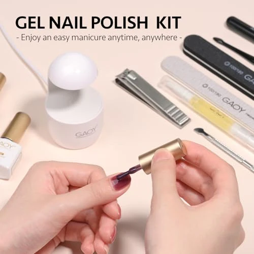 GAOY Gel Nail Polish Kit with UV Light for Beginners, 6 Colors Sheer Nude Red Pink Brown, Gel Polish Kit with Top and Base Coat for Salon and Nail Art DIY at Home, Rose Garden - Image 7